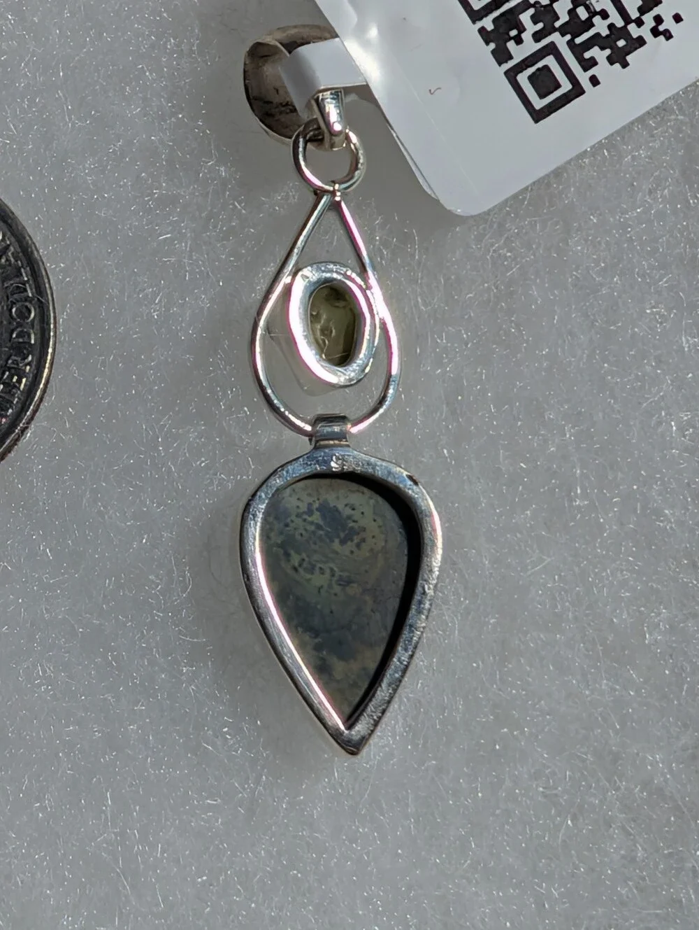 Star Galaxy Jasper And Rough Peridot Pendant, 925 Sterling Silver